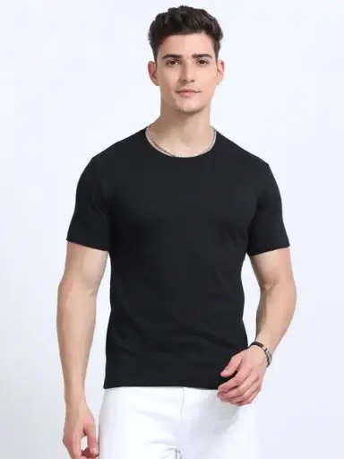 Eco-Friendly Black Round Neck T-Shirt